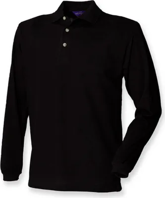 Immagine prodotto di Henbury H105 | Polo classica a maniche lunghe in piqué da uomo - WRAP - Colore: Nero - Taglia: M