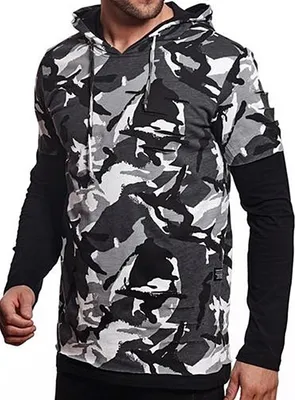 Produktbild von Brandneu Designer Langarm-T-Shirt Kapuze CARISMA Schwarz Camouflage CRM3319 M