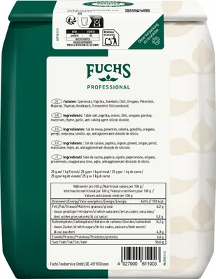 Image de Fuchs Professional Sel d'assaisonnement pour gyros, condiment méditerranéen, paquet de 1000g