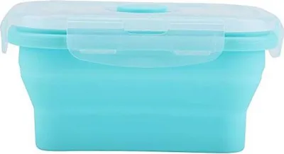 Produktbild von Silikon Tragbares faltbare Lunchbox Küche Microwave Gefrierschrank (grün 500 ml)