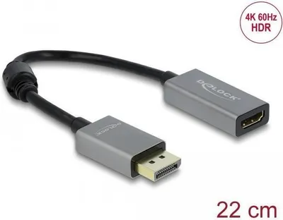 Imagen del producto de Delock 66436 DELOCK Adapter DisplayPort 1.4 > HDMI 4K 60Hz (HDR) aktiv
