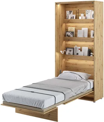 Produktbild von Wandklappbett Bed Concept 90x200 Schrankbett Vertikal Wandbett Gästebett Eiche Artisan