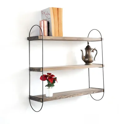 Produktbild von Skye Decor, Wr041, Dekoratives Wandregal aus Holz, Nussbaum, 100 % FICHTENHOLZ, 60 x 15 x 55 cm