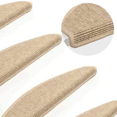 Produktbild von vidaXL Stufenmatten 15 Stk. 65x21x4 cm Hellbeige Halbrund Groß