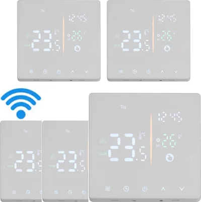 Obrázok produktu pre 5x digitálny WiFi termostat – izbový termostat pre ohrev teplej vody 3A a podlahové kúrenie, 2 režimy, NTC snímač, programovateľný izbový termostat s LCD displejom