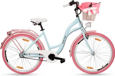 Produktbild von Goetze Style 26 Zoll City Bike, 43 cm ALU Rahmen, 3-Gang Shimano Nexus, Rücktrittbremse & V-Bremse, LED-Beleuchtung, Gepäckträger, Rattankorb mit Bezug