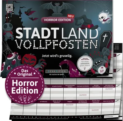 Produktbild von DENKRIESEN - STADT LAND VOLLPFOSTEN® - HORROR EDITION - "Jetzt wird's gruselig." - A4