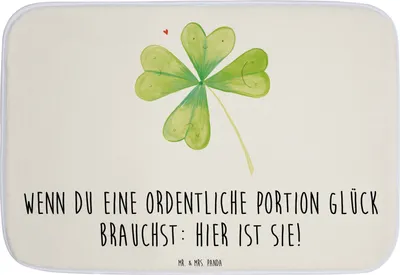 Produktbild von Mr. & Mrs. Panda Badematte Blume Kleeblatt - Weiß - Geschenk, Duschvorleger, Badezimmerteppich, Glück, Umzug, Teppich Bad, Kleeblätter, Garten, Badteppich, Motivation
