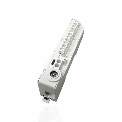 A close-up, isolated shot of a white electrical connector.