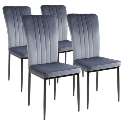 Produktbild von Albatros Esszimmerstühle mit Samt-Bezug 4er Set MODENA, Grau - Stilvolles Vintage Design, Eleganter Polsterstuhl am Esstisch - Küchenstuhl oder Stuhl Esszimmer mit hoher Belastbarkeit