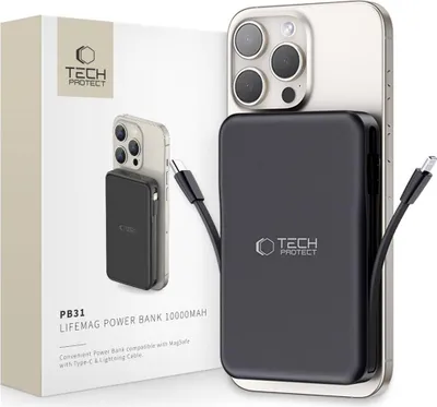 Zdjęcie produktu dla Powerbank Tech-Protect LifeMag PB31 MagSafe, 10000 mAh, 15 W - czarny