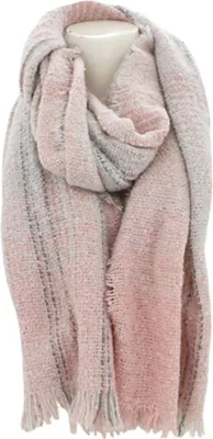rosa-weiße Fransenschal