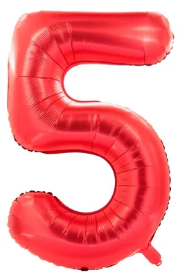 Produktbild von Folienballon 100cm Zahl 5 matt rot