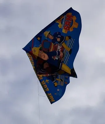 Produktbild von Kinderkite mit Brandweermotiv Pe Folie 115 x 63 cm groß - Geeignet für Kinder ab 4 Jahren mit Windaufsatz