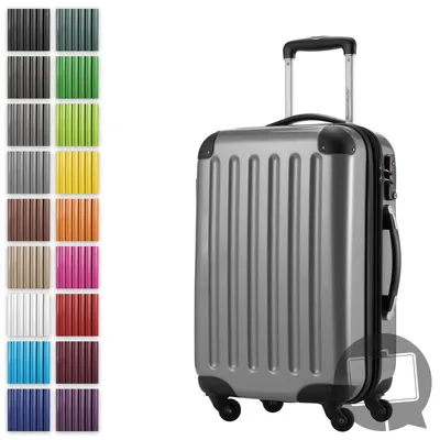 Immagine prodotto di Alex - Valigia a mano con estensione trolley da cabina 4 ruote, bagaglio a mano per ogni compagnia aerea, trolley da viaggio taglia S a guscio rigido lucido, 55 cm, 42 litri, argento