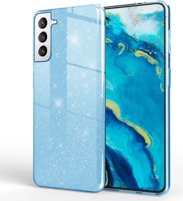 Produktbild von NALIA Robuste Glitzerhülle für Samsung Galaxy S22, Glänzende Glitzer Hybrid Schutzhülle Verstärkte Silikon Handyhülle Blau