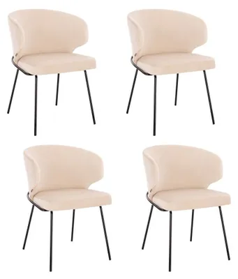 Produktbild von HOME DELUXE - Polsterstuhl AMARA- 4 Stück, Farbe: Samt Beige - weiche Polsterung, bis 120 kg belastbar I Küchenstuhl Speisestühle Esszimmerstühle