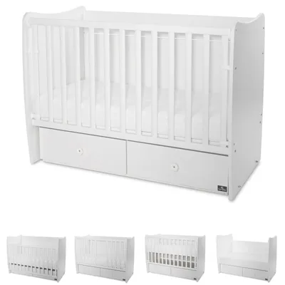 Produktbild von Lorelli Babybett MATRIX NEW Kinderbett 120 x 60 cm, 2 Ebenen, 2 Schubladen weiß