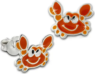 Produktbild von Teenie-Weenie Ohrstecker Kinder Silber orange Krabbe orange Ohrringe SDO8136O