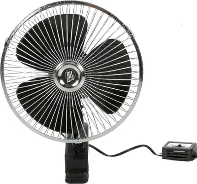 Obrázek produktu pro Ventilátor pro nákladní automobily na 24 V, se svěrným podstavcem, vypínač se 2 stupni rychlosti, oscilační, naklápěcí a otočný, (VxØ) cca 30 x 22 cm