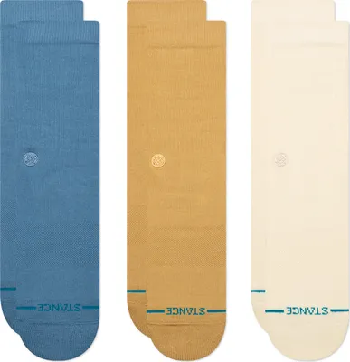 Produktbild von Stance Icon 3 Pack Crew Socken Cream Navy Beige Senf