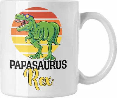 Produktbild von Trendation - Lustiges Geschenk für Besten Papa Tasse "Papasaurus Rex" Vatertag Geschenkidee (Weiß)