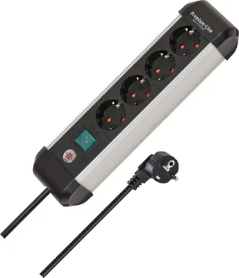 Image de Premium-ALU-Line 4x noir 1,8m Multiprise avec interrupteur
