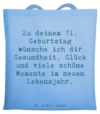 Produktbild von Mr. & Mrs. Panda Beutel Spruch 71. Geburtstag - Sky Blue - Geschenk, Shopping Tasche, Erinnerungen, Happy Birthday, dokumententasche, unvergessliches Jahr, Geschenkideen