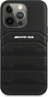 Produktbild von Mercedes Leder Hardcase Handyhülle Schwarz für Apple iPhone 13 Pro Max – erhöhte Kanten, Stoßfestigkeit, Debossed Lines, präzise Aussparungen, neu gestaltete Tasten