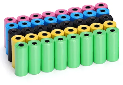 Immagine prodotto di 600 sacchetti per escrementi di cane, 5 colori, sacchetti per articoli per cani, dimensioni 32 x 23 cm