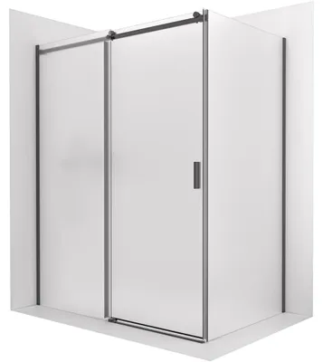 Obrázek produktu pro CERANO - Sprchový kout Santoro - levá - 6 mm - černá matná, mléčné sklo - 130x90 cm - posuvný