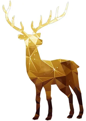 Produktbild von Goldener Origami-Hirsch-Weihnachtsaufkleber – Selbstklebende Weihnachtsaufkleber – Festliche Dekoration – 105 x 70 cm