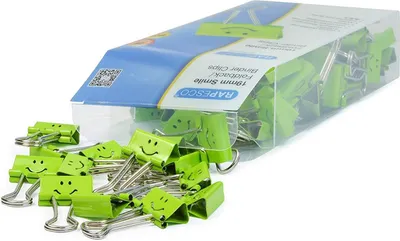 Produktbild von RAPESCO Foldback-Klammern (B)19 mm grün Smiley 80 Stück