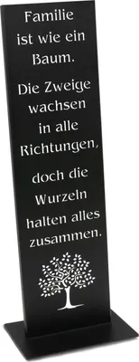 Produktbild von Metall Gartendeko Schild 100 cm Familie Deko Spruchtafel schwarz Gartenschild
