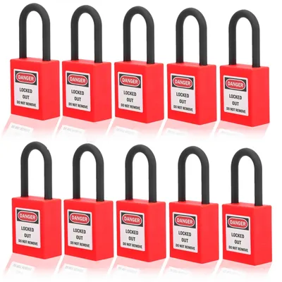 Vorhängeschloss 38 mm, 10er-Set, Lockout Tagout, Rot