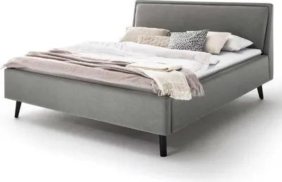 Produktbild von Doppelbett Estee 140x200cm mit Stauraum - hellgrau/schwarz