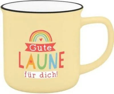 Produktbild von Becher in Emailloptik \gute Laune\""