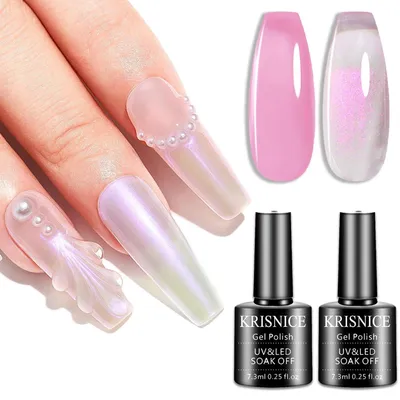 Obrázek produktu pro Gelový lak na nehty, barva "Jelly Rosa", s třpytkami, průhledný, objem 7,3 ml, balení 2 kusy