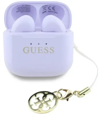 Produktbild von Słuchawki Tws Guess Glanzeffekt gedruckt klassisches Logo & Charme Lawendowy