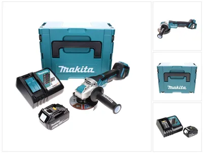 Image de Makita DGA 519 RT1J Meuleuse d'angle sans fil 18 V 125 mm Brushless X-Lock + 1x batterie 5,0 Ah + chargeur + Makpac