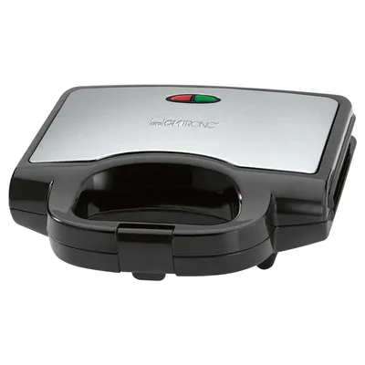 Produktbild von Clatronic ST 3778 Sandwichmaker | elektrischer Sandwichtoaster mit dreieckigen Sandwichplatten antihaftbeschichtet | 750 Watt Schwarz/Edelstahl