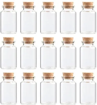 Produktbild von Aufbewahrungsflaschen, 20 Stück - Glasflaschen mit Korkverschluss - 30 x 50 mm - 20 ml - Transparente Flaschen - Für den wiederverwendbaren Gebrauch