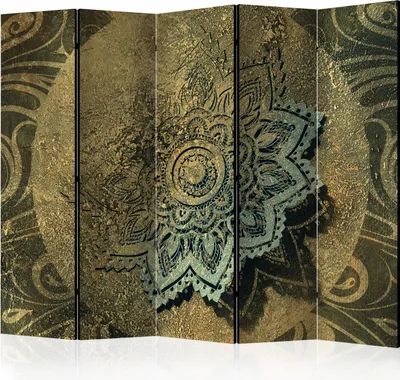 Zdjęcie produktu dla Nowość! Parawan dekoracyjny ścianka działowa ścianka działowa hiszpańska ściana XXL ornament złoty 225x172 cm f-A-0509-z-c