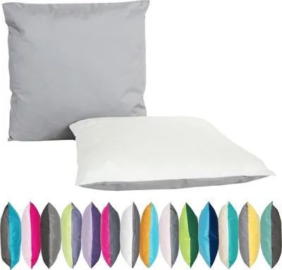 Produktbild von JACK 2-farbiges Wende Outdoor Lounge Kissen 45x45cm Dekokissen inkl. Füllung Wasserfest Sitzkissen Garten Stuhl Lotus Effekt, Farbe:Elfenbein - Grau