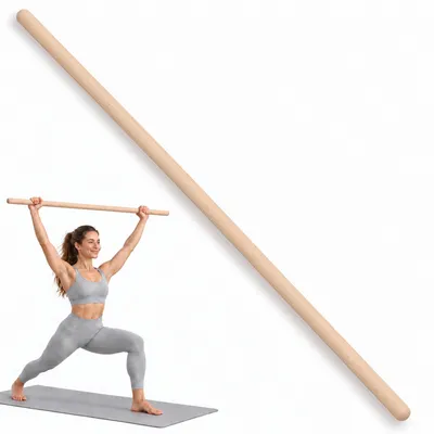 Imagen del producto de MOE UHANE® Barra de gimnasia de madera de 100 cm para ejercicios, yoga, fitness, movilidad y equilibrio. Palo de estiramiento para niños y adultos, hecho de madera natural