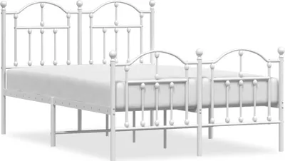 Productafbeelding van vidaXL Bedframe met hoofdeinde en voeteneinde, metaal, wit, 120x190 cm