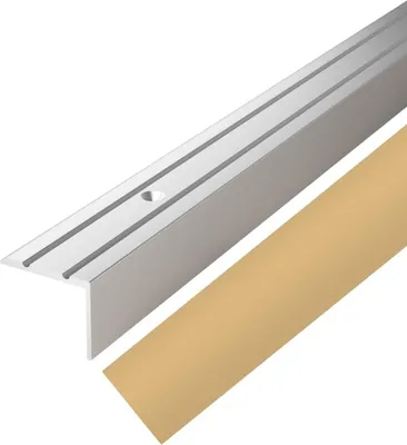 Zdjęcie produktu dla Profil krawędziowy do schodów VILO G32 – profil kątowy – zabezpieczenie schodów – antypoślizgowy – aluminium – 186 x 2 x 2,5 cm – srebrny