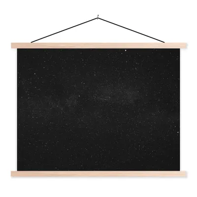 Produktbild von MuchoWow® Textilposter Sternenhimmel - Schwarz - Weiß - Himmel 120x90 cm mit holzfarbenen Rahmen - Magnetisch