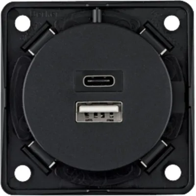 Image de BERKER Integro USB Ladesteckdose USB-A, USB-C anthrazit matt