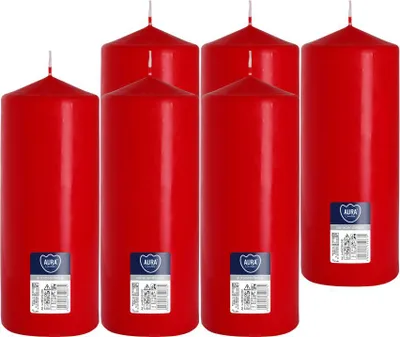 Zdjęcie produktu dla Świeca walec BISPOL Aura 90H 20CM SW80/200 CZERWONA 6szt.